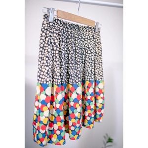 Anthropologie Corey Lynn Calter Women Skirt Beige Polka Dot Silk A Line SZ XS